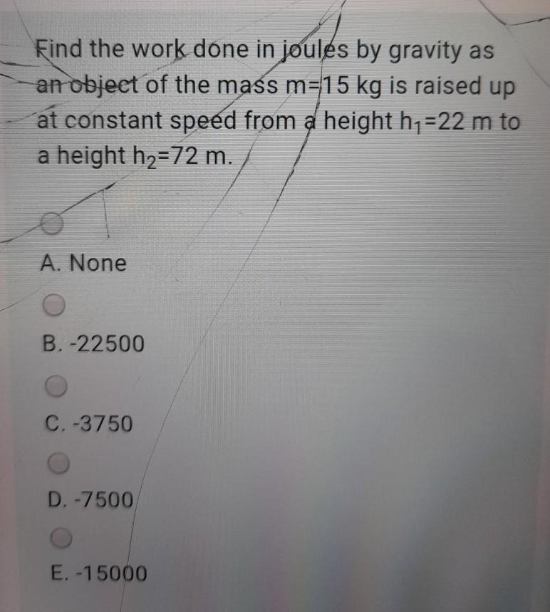 Solved Find the work done in joules by gravity as an object | Chegg.com