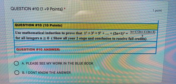 Solved QUESTION #10 (1 +9 Points) 1 point QUESTION #10 (10 | Chegg.com