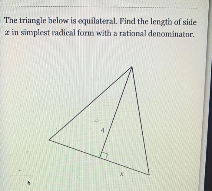 Solved The triangle below is equilateral. Find the length of