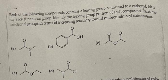 Solved Each of the following compounds contains a leaving | Chegg.com