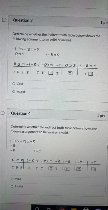 Solved D Question 3 1 Pts Determine Whether The Indirect