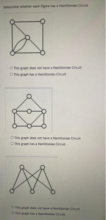 Determine whether each figure has a Hamiltonan Circuit
This graph does not have a Hamittonian Circuit This graph has a Hamitt