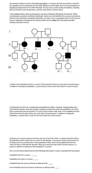 Solved The question below water to be following pedigree in | Chegg.com