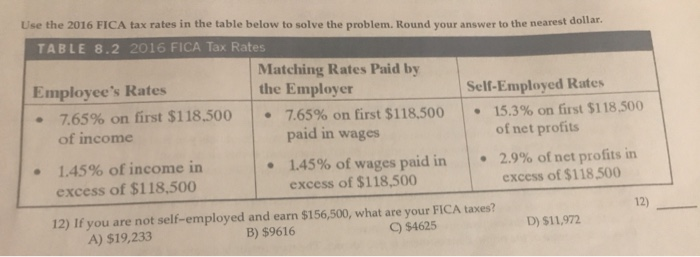 Solved 2016 FICA Tax Rates 1 1 FICA taxes include Social