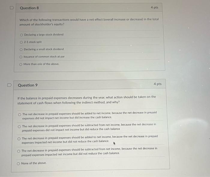 Solved Which of the following transactions would have a net | Chegg.com