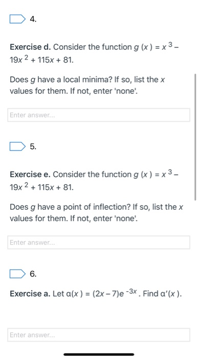 Solved D 4. Exercise d. Consider the function g(x) = x 3 - | Chegg.com
