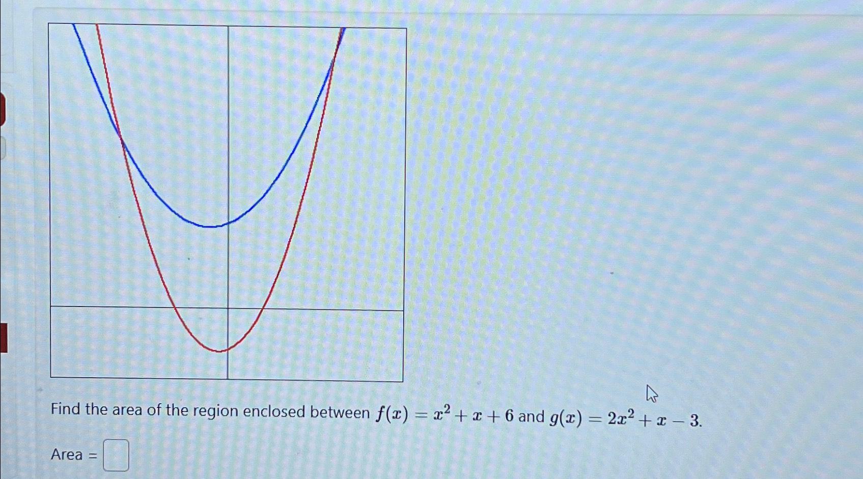 Solved Find the area of the region enclosed between | Chegg.com