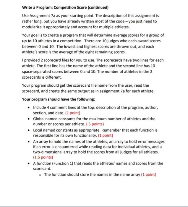 Solved Write a Program: Competition Score (continued) Use | Chegg.com