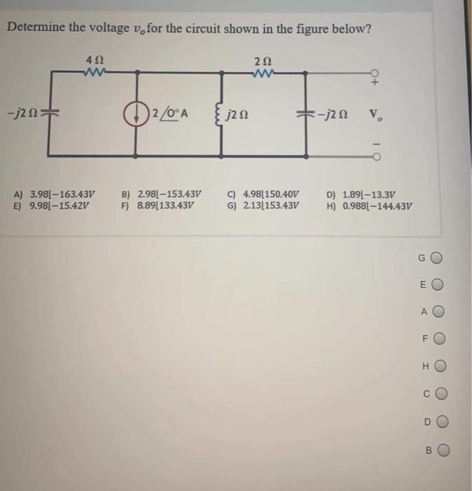 Solved Determine the voltage v, for the circuit shown in the | Chegg.com