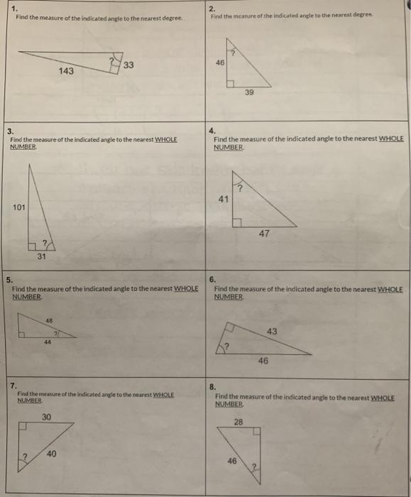 Solved 1. Find the measure of the indicated angle to the | Chegg.com