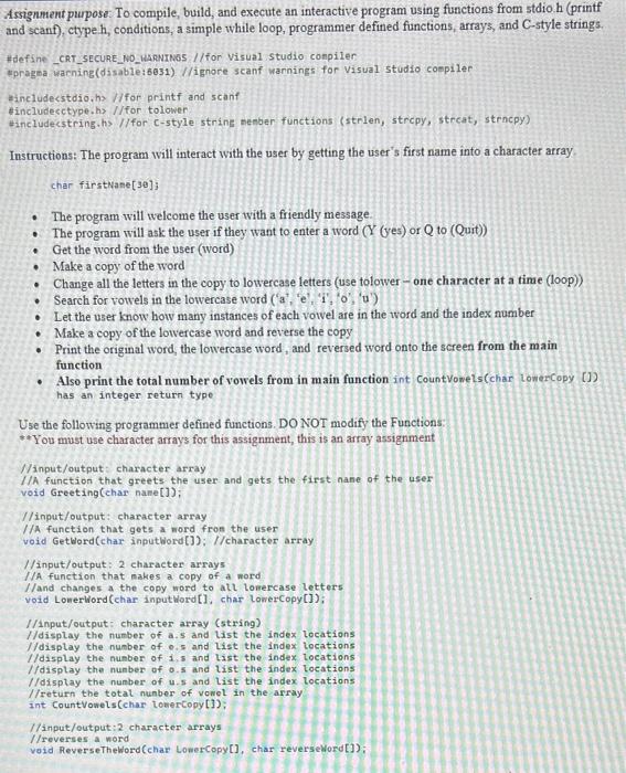 Solved Assignment pupose: To compile, build, and execute an | Chegg.com