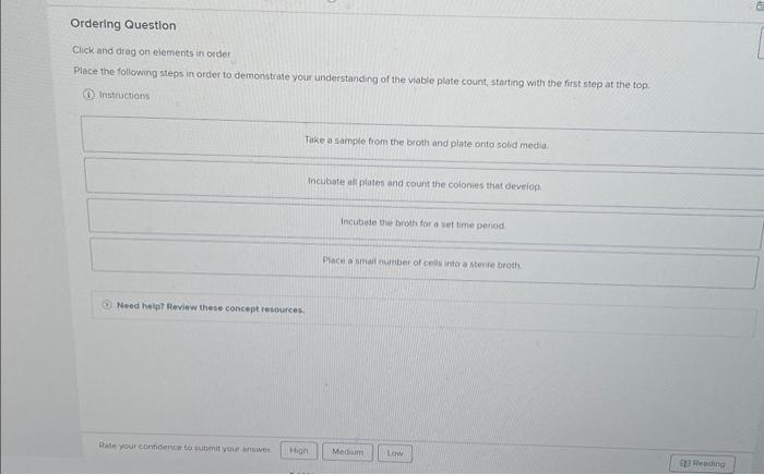 Click and drag on elements in order Place the | Chegg.com