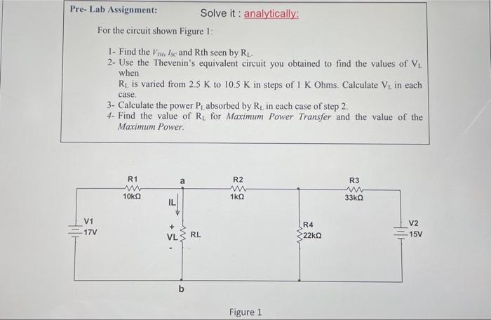 Solved Pre-Lab Assignment: For The Circuit Shown Figure 1: | Chegg.com