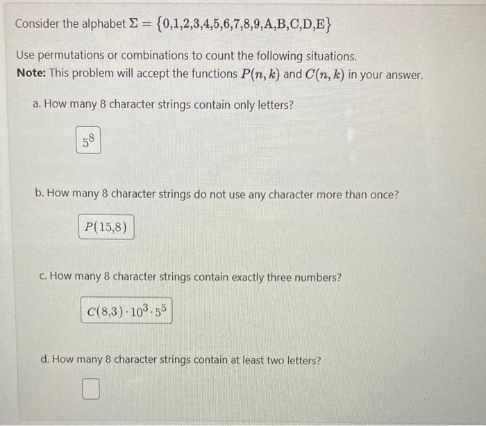 Solved I just need D) solved. The first three are correct. | Chegg.com