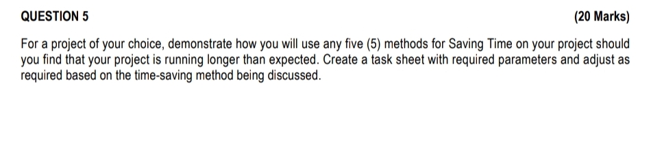 Solved QUESTION 5(20 ﻿Marks)For a project of your choice, | Chegg.com