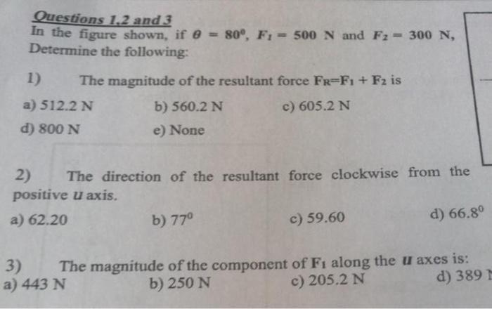 Questions 1.2 and 3 In the figure shown, if e = 80°, | Chegg.com