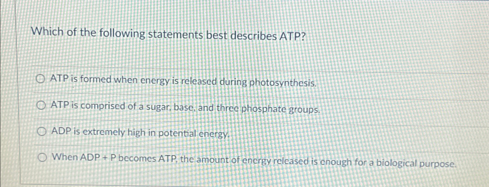 Solved Which of the following statements best describes | Chegg.com