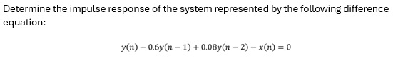 Solved Determine the impulse response of the system | Chegg.com