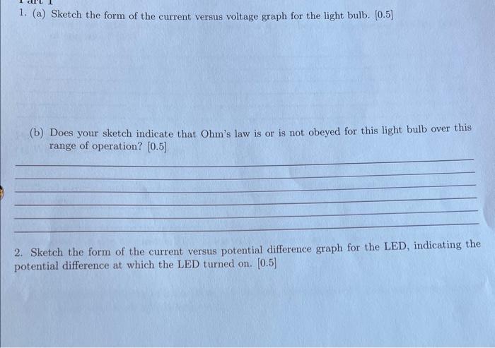 1. (a) Sketch the form of the current versus voltage | Chegg.com