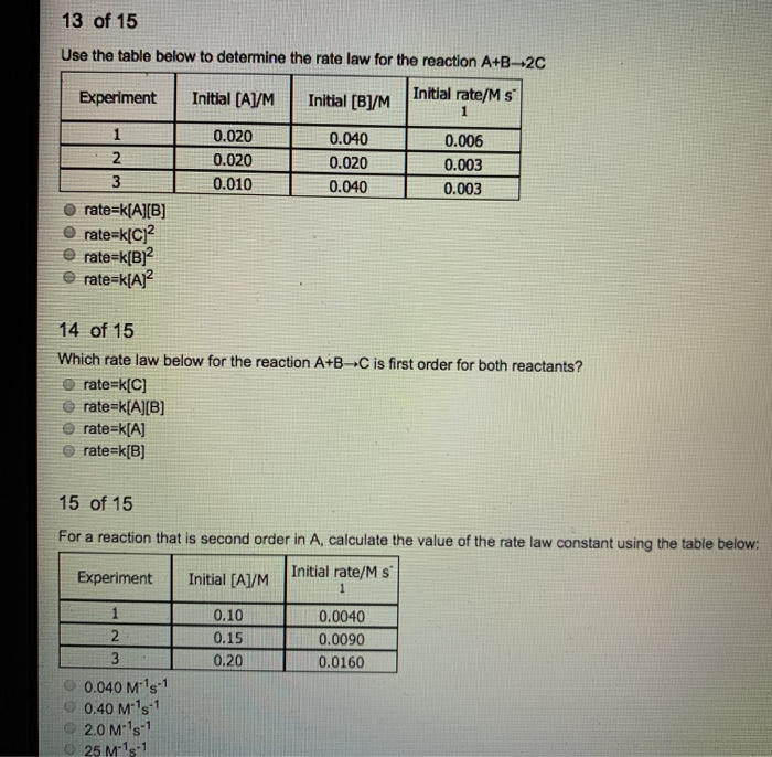 Solved 13 Of 15 Use The Table Below To Determine The Rate Chegg solved-13-of-15-use-the-table-below-to-determine-the-rate-chegg