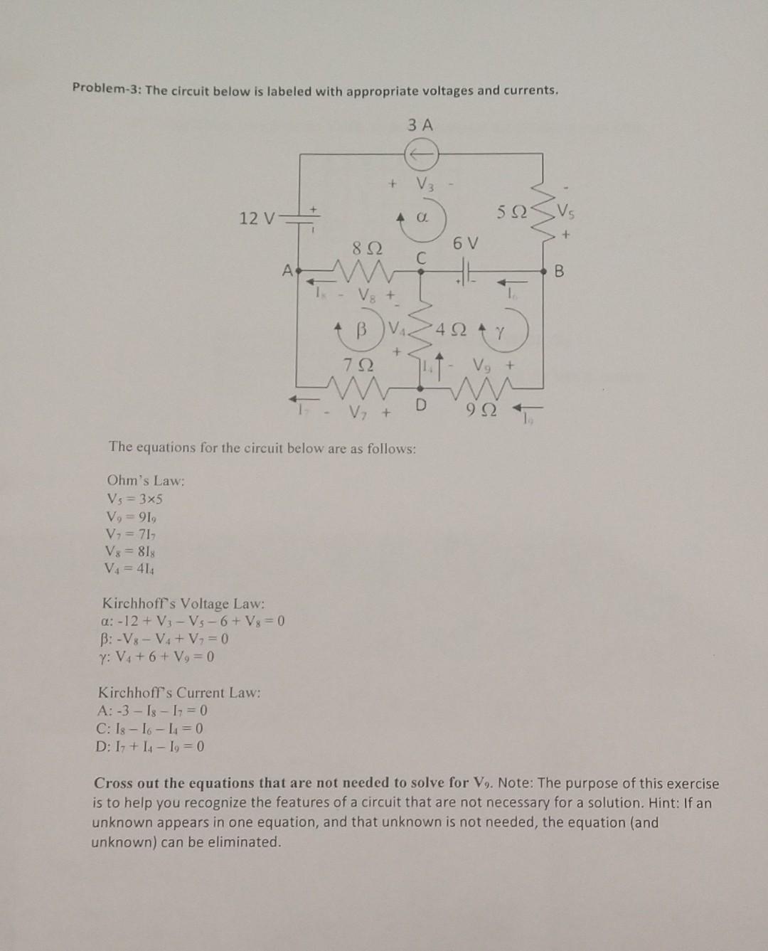 Solved Problem-3: The Circuit Below Is Labeled With | Chegg.com