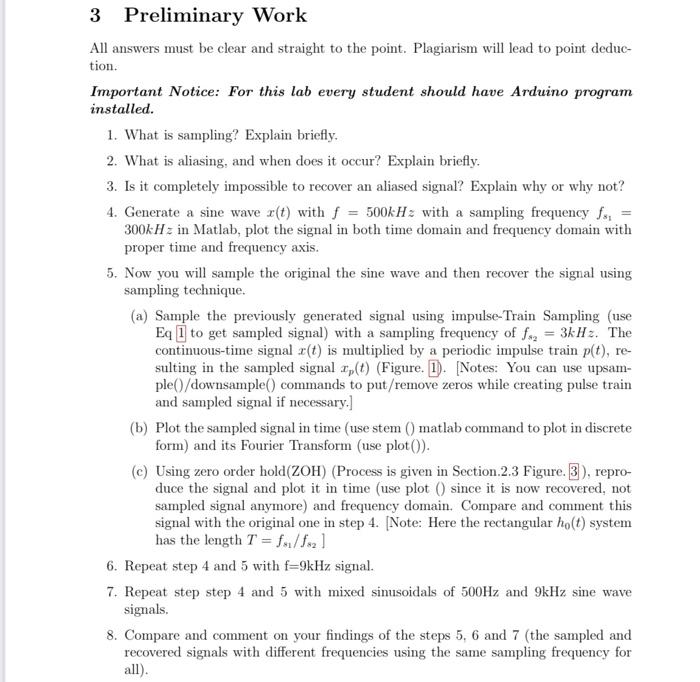 3 Preliminary Work All answers must be clear and | Chegg.com