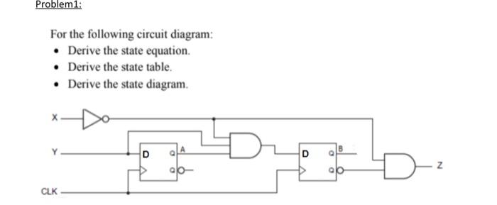 Solved Problem1: For the following circuit diagram: • Derive | Chegg.com