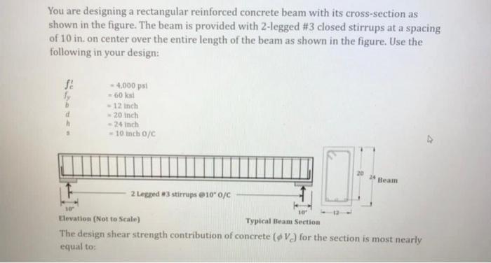 Solved You are designing a rectangular reinforced concrete | Chegg.com