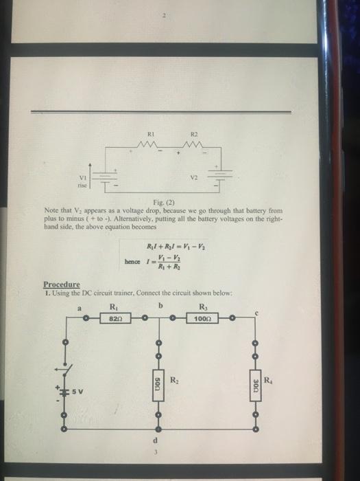 Solved RI R2 VI ris Fig. (2) Note that V; appears as a | Chegg.com