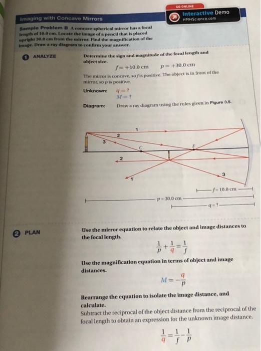 Solved 1. Find the image distance and magnification of the | Chegg.com