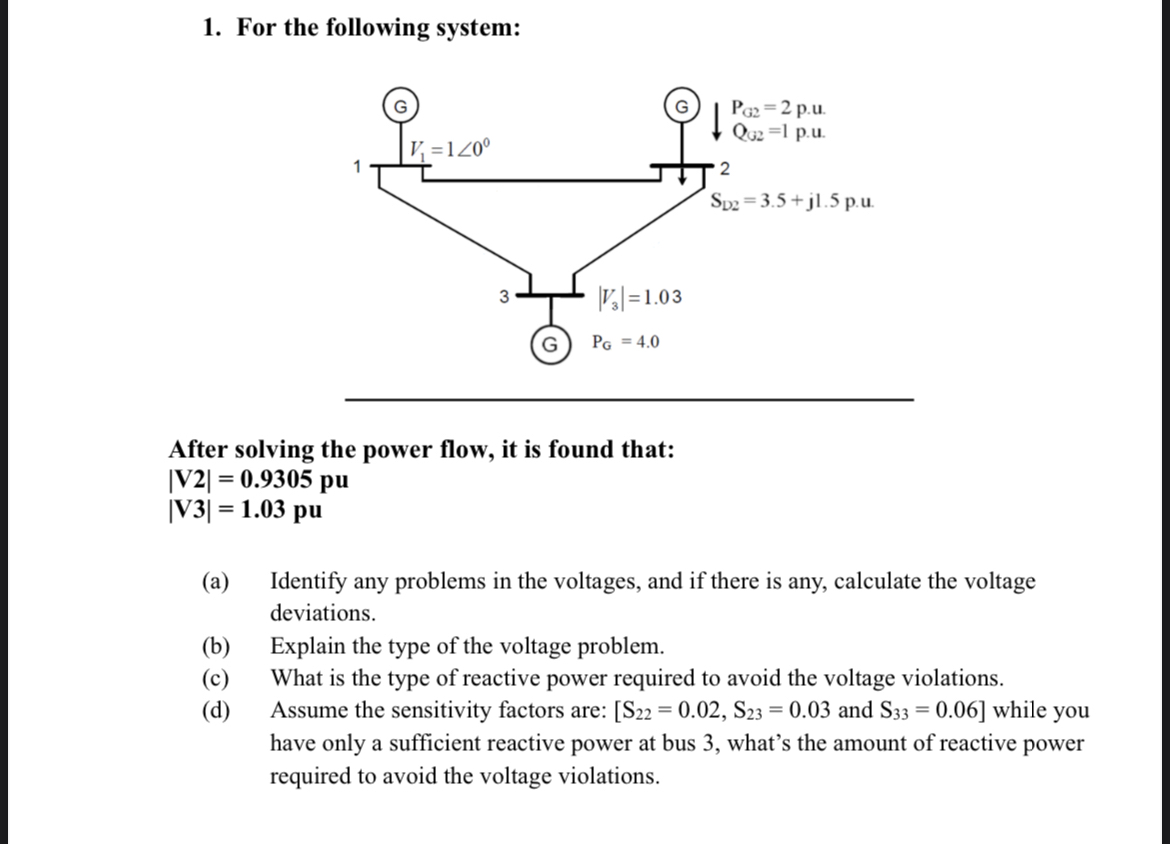 Solved For the following system:After solving the power | Chegg.com