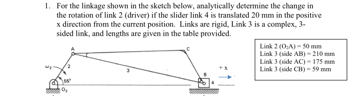 Solved For the linkage shown in the sketch below, | Chegg.com
