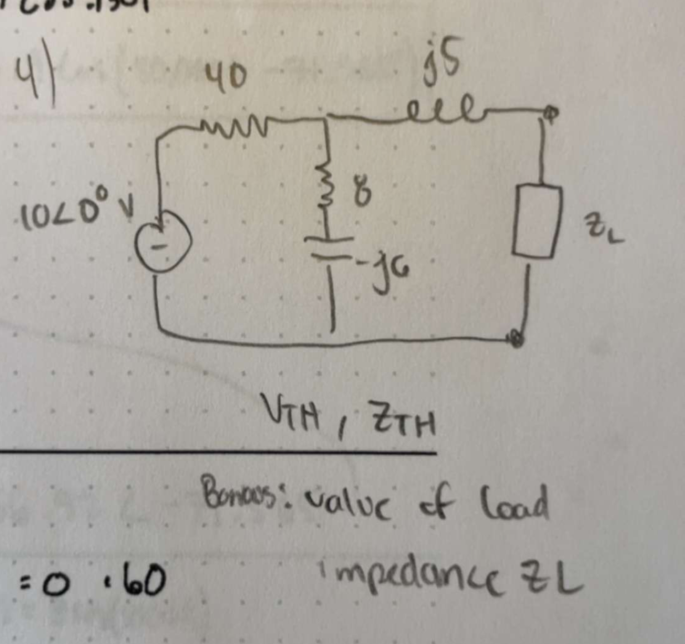 Solved V thevenin and Z theveninBonus: value of load | Chegg.com