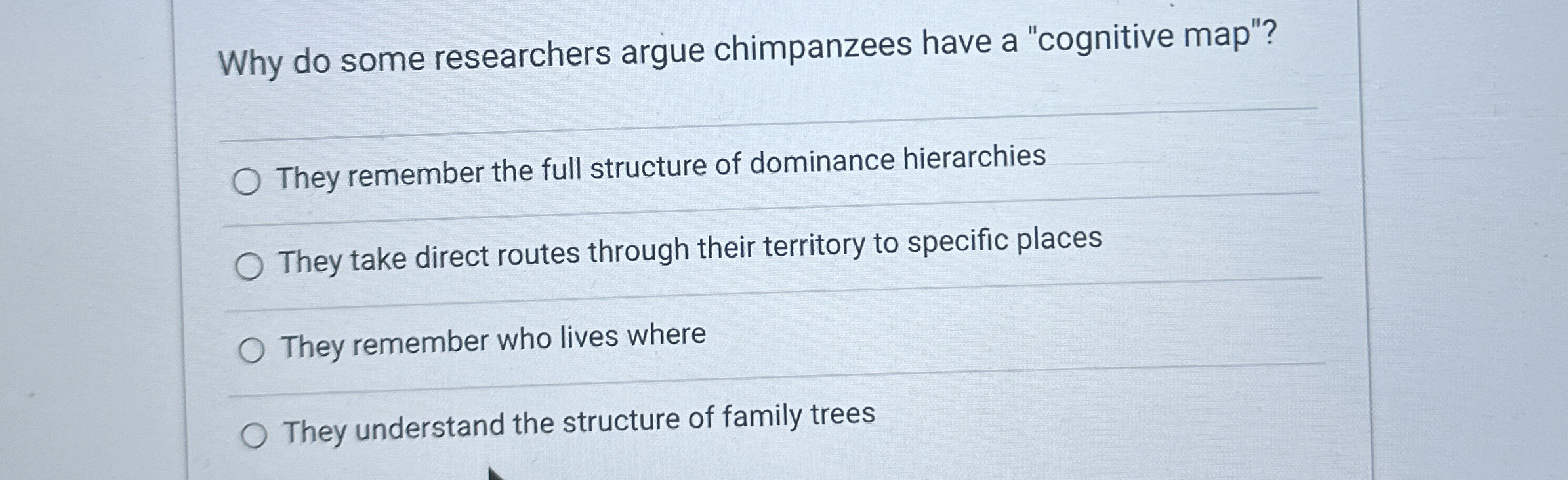 Solved Why do some researchers argue chimpanzees have a | Chegg.com