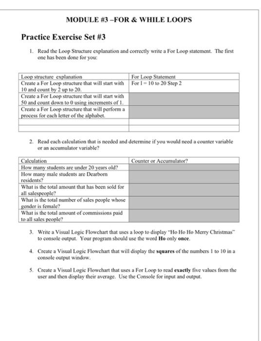 Solved MODULE #3 -FOR & WHILE LOOPS How many credit hours | Chegg.com
