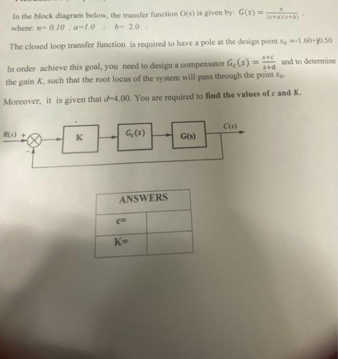 Derive The Transfer Functions Given The Block Diagram Shown
