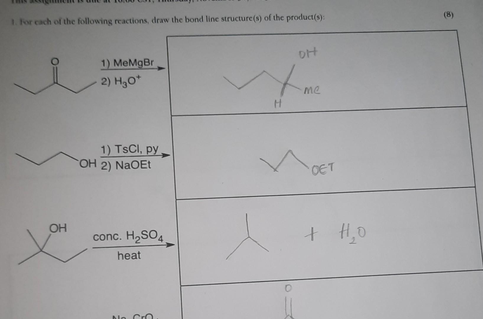 Solved 1. For cach of the following reactions, draw the bond | Chegg.com