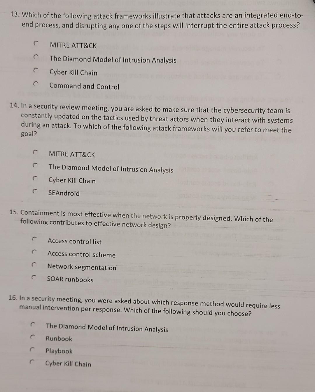 Solved 13. Which of the following attack frameworks