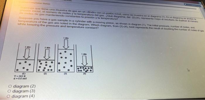 while kcoping the pressire and temperature constant? diagram (2) diagram (3) diagram (4)