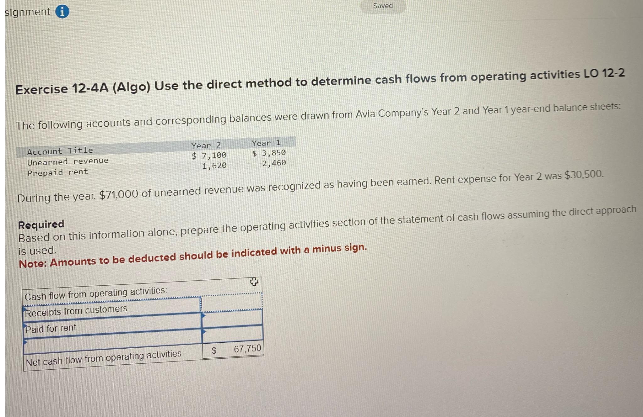 Solved Exercise 12-4A (Algo) ﻿Use the direct method to | Chegg.com