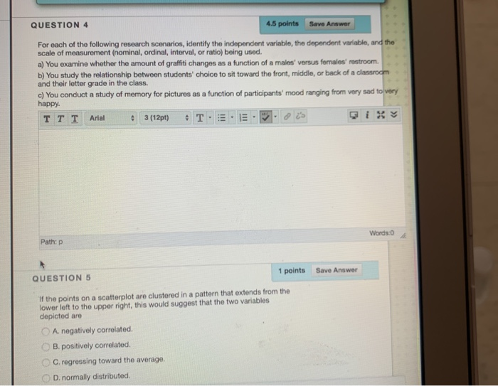 Solved QUESTION 4 4.5 points Save Answer For each of the | Chegg.com