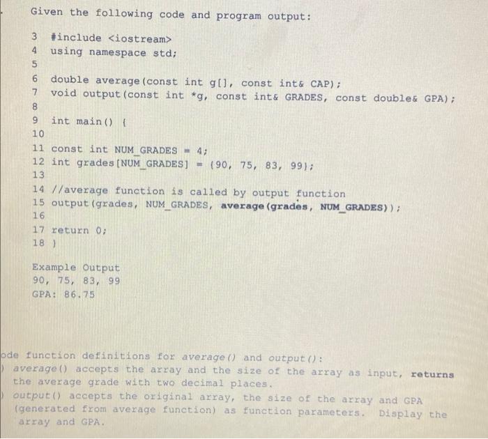 Solved Given the following code and program output: 3 | Chegg.com