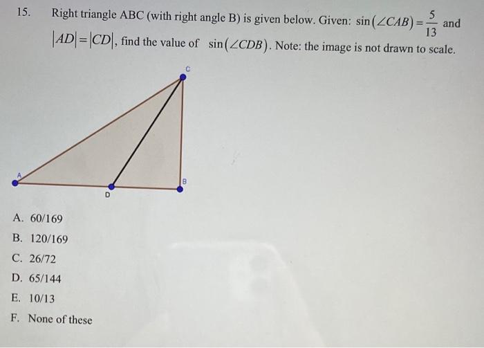 Solved 15. 5 Right triangle ABC (with right angle B) is