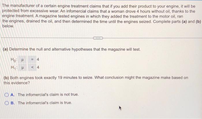 Solved (b) Both Engines Took Exactly 19 Minutes To Seize. | Chegg.com