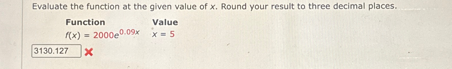 Solved Evaluate The Function At The Given Value Of X. ﻿Round | Chegg.com