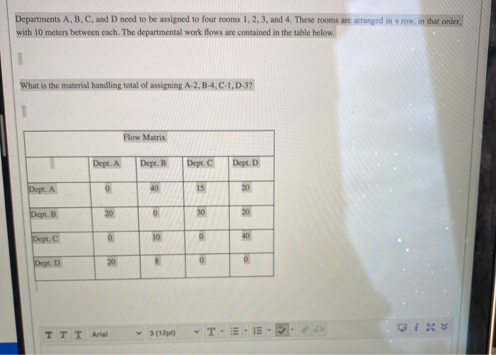 Solved Departments A, B, C, And D Need To Be Assigned To | Chegg.com