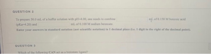 Solved QUESTION 2 To prepare 50.0 mL of a buffer solution | Chegg.com