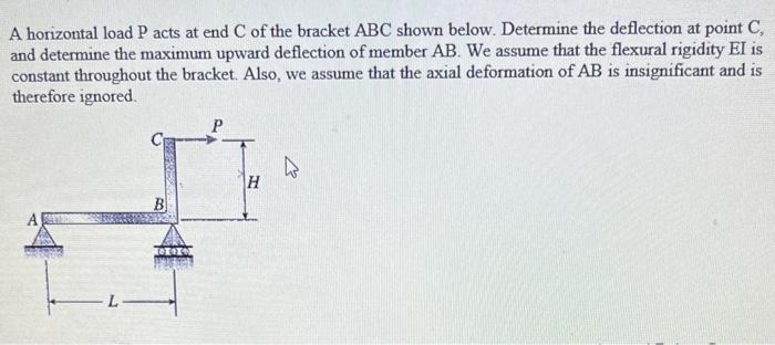 Solved A horizontal load P acts at end C of the bracket ABC