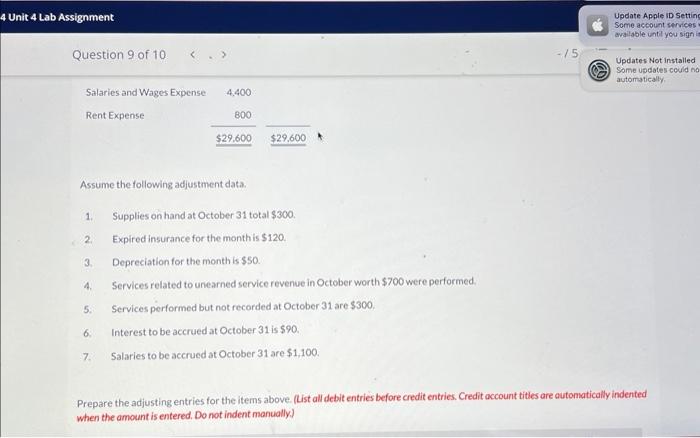 Solved AC114 Unit 4 Lab Assignment Question 9 Of 10 The | Chegg.com