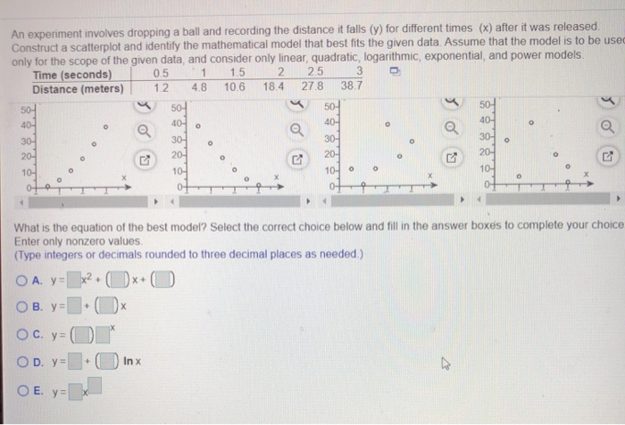 Solved An experiment involves dropping a ball and recording | Chegg.com